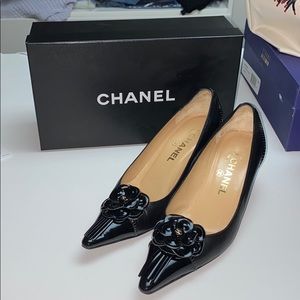 Chanel Classic Black Pump with Flower